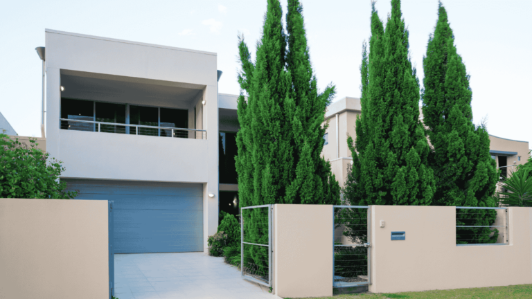 A modern home with a stylish design and a flat roof.